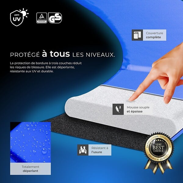 TECTAKE - Trampoline modèle B noir/bleu - large