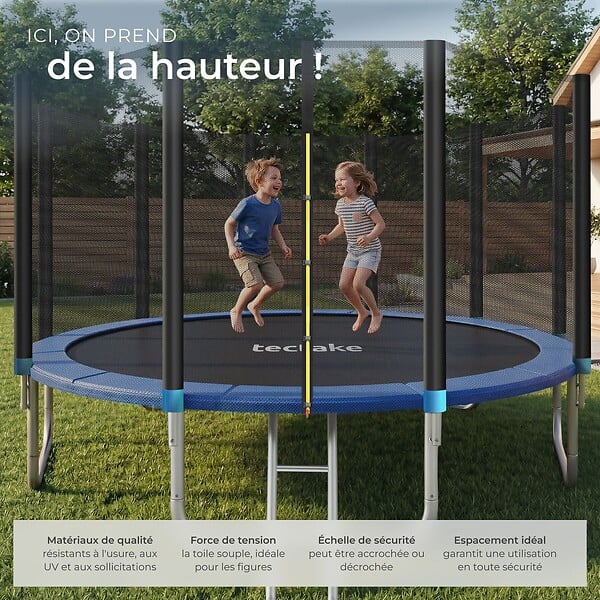 TECTAKE - Trampoline modèle B noir/bleu - large