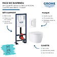 GROHE - Pack WC suspendu sans bride Start Round Ceramic  + abattant frein de chute + Bâti-support autoportant + Plaque carré blanc alpin - vignette