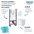 GROHE - Pack WC suspendu sans bride Start Round Ceramic  + Abattant frein de chute + Bati support mur + Plaque carré blanc alpin - vignette