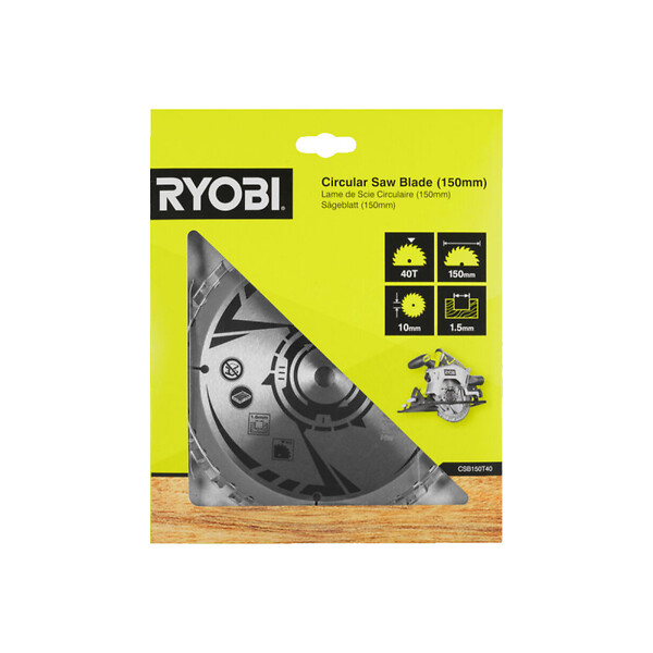 RYOBI - Pack RYOBI - Scie circulaire RWSL1801M - 18V One+ - diamètre 150 mm sans batterie ni chargeur - Lame - CSB150T40 - 150 mm - 40 dents - large