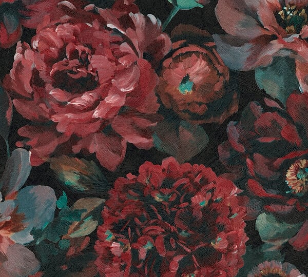 AS CREATION - Pv/int fleurs romantiques rouges - large