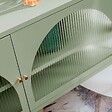 OVIALA - Meuble TV moderne 2 portes L115 cm en métal vert sauge - Dreamy - vignette