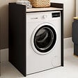 ID MARKET - Meuble armoire pour machine à laver ou sèche linge WALLIS noir et hêtre - vignette