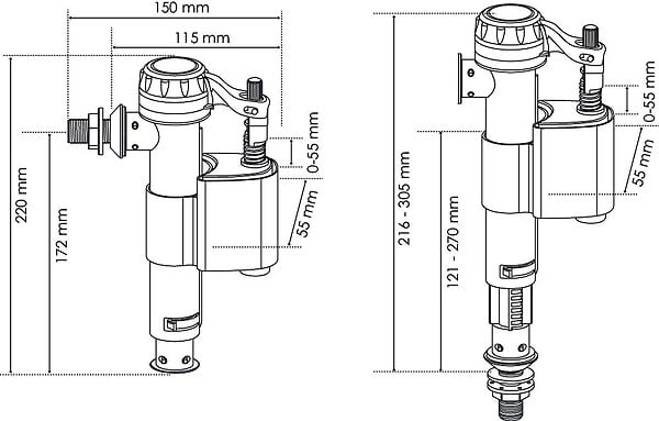SOMATHERM FOR YOU - Robinet flotteur réversible pour alimentation WC - Raccord laiton M12/17 (3/8") - large