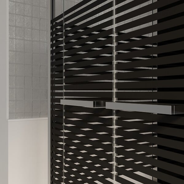 AURLANE - Cabine de douche rectangle 110x80x215cm - Portes pivotantes - Lignes grises anthracites - SCRATCHY 2 - large