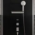 AURLANE - Cabine de douche carree 80x80x215cm - Porte pivotante - Lignes grises anthracites - SCRATCHY 2 - vignette