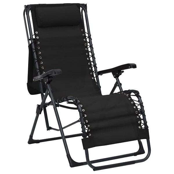 VIDAXL - vidaXL Chaises pliables de terrasse lot de 2 Textilène Noir - large