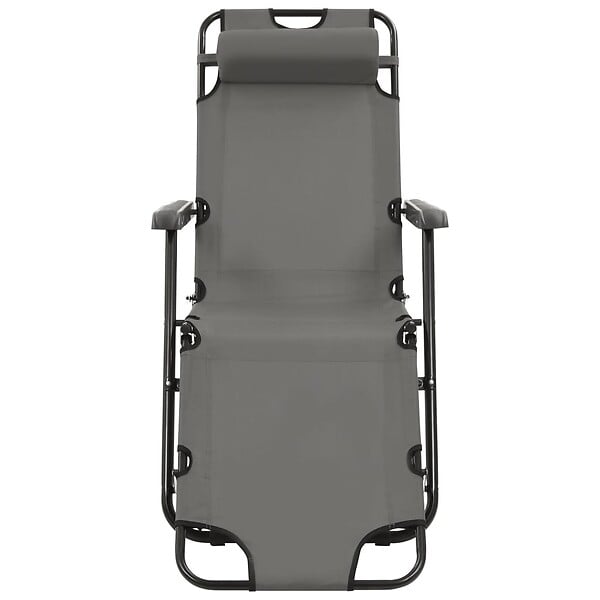 VIDAXL - vidaXL Chaises longues pliables 2 pcs avec repose-pied Acier Gris - large