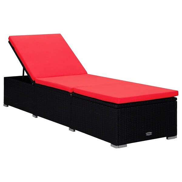 VIDAXL - vidaXL Chaises longues de jardin table à thé 3 pcs Résine tressée Noir - large