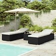 VIDAXL - vidaXL Chaises longues de jardin table à thé 3 pcs Résine tressée Noir - vignette