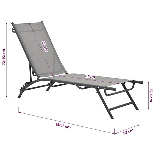 VIDAXL - vidaXL Chaises longues lot de 2 Textilène et acier - large