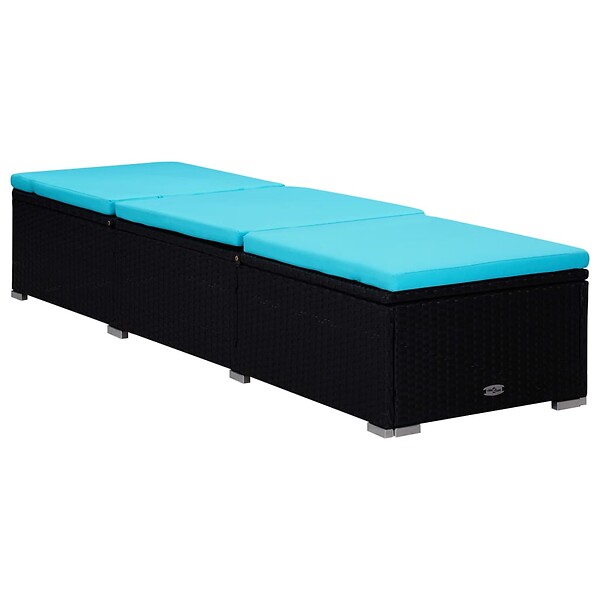 VIDAXL - vidaXL Chaises longues de jardin table à thé 3 pcs Résine tressée Noir - large