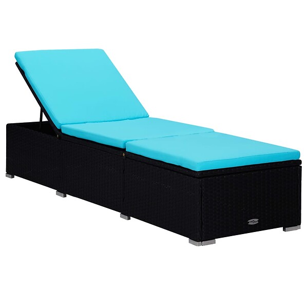VIDAXL - vidaXL Chaises longues de jardin table à thé 3 pcs Résine tressée Noir - large