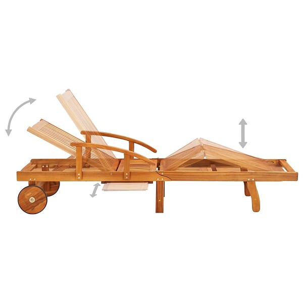 VIDAXL - vidaXL Chaises longues lot de 2 avec table et coussins Acacia solide - large