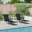 VIDAXL - vidaXL Chaises longues pliables lot de 2 Acier et tissu Noir - vignette
