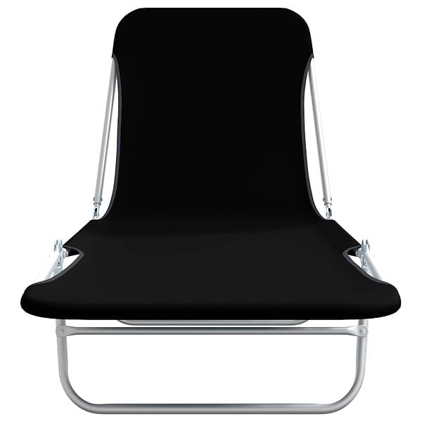 VIDAXL - vidaXL Chaises longues pliables lot de 2 Acier et tissu Noir - large