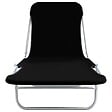 VIDAXL - vidaXL Chaises longues pliables lot de 2 Acier et tissu Noir - vignette