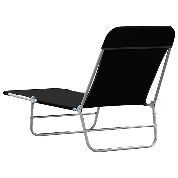 VIDAXL - vidaXL Chaises longues pliables lot de 2 Acier et tissu Noir - large