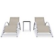 VIDAXL - vidaXL Chaises longues lot de 2 avec table Aluminium Crème - vignette