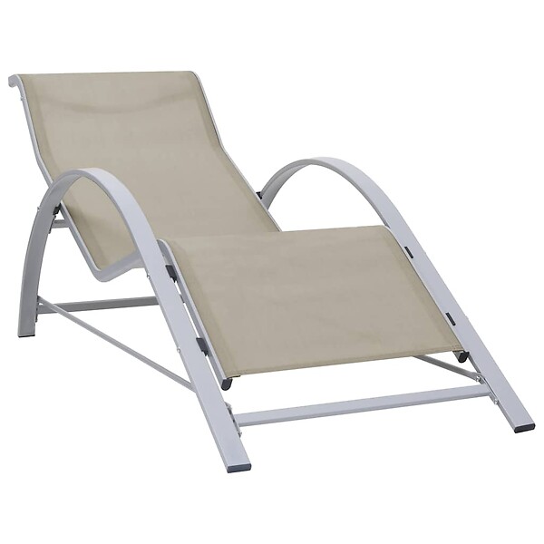 VIDAXL - vidaXL Chaises longues lot de 2 avec table Aluminium Crème - large