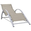 VIDAXL - vidaXL Chaises longues lot de 2 avec table Aluminium Crème - vignette