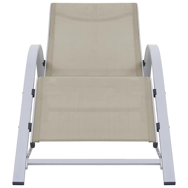 VIDAXL - vidaXL Chaises longues lot de 2 avec table Aluminium Crème - large
