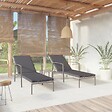 VIDAXL - vidaXL Chaises longues lot de avec table Résine tressée Gris - vignette