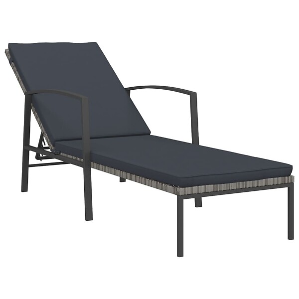 VIDAXL - vidaXL Chaises longues lot de avec table Résine tressée Gris - large