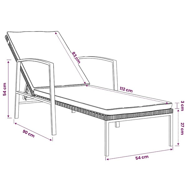 VIDAXL - vidaXL Chaises longues lot de avec table Résine tressée Gris - large