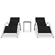 VIDAXL - vidaXL Chaises longues lot de 2 avec table aluminium noir - vignette