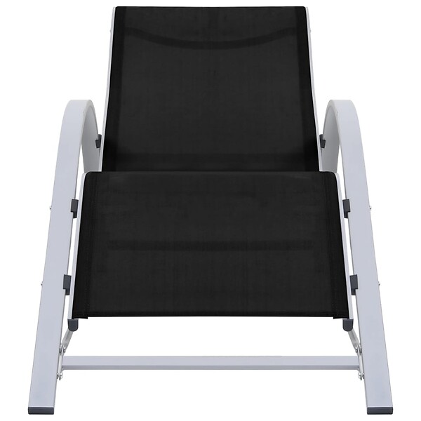 VIDAXL - vidaXL Chaises longues lot de 2 avec table aluminium noir - large