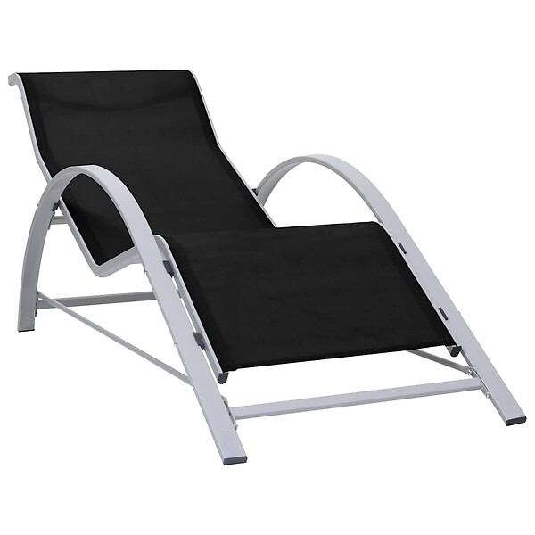 VIDAXL - vidaXL Chaises longues lot de 2 avec table aluminium noir - large
