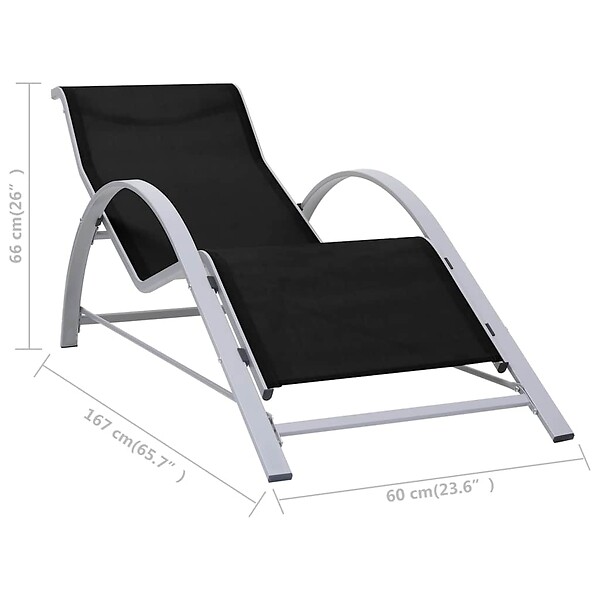 VIDAXL - vidaXL Chaises longues lot de 2 avec table aluminium noir - large