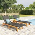 VIDAXL - vidaXL Chaises longues lot de 2 noir/marron résine tressée/bois acacia - vignette
