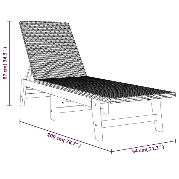 VIDAXL - vidaXL Chaises longues lot de 2 noir/marron résine tressée/bois acacia - large