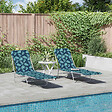 VIDAXL - vidaXL Chaises longues pliables lot de 2 Acier tissu Motif de feuilles - vignette