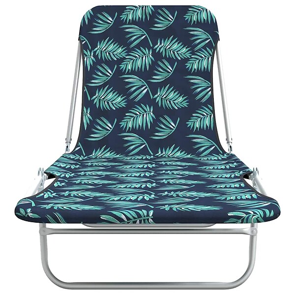VIDAXL - vidaXL Chaises longues pliables lot de 2 Acier tissu Motif de feuilles - large