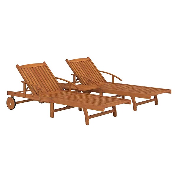 VIDAXL - vidaXL Ensemble de chaises longues lot de 2 table Bois acacia massif - large