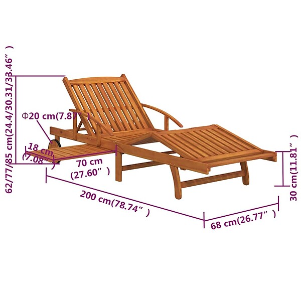 VIDAXL - vidaXL Ensemble de chaises longues lot de 2 table Bois acacia massif - large
