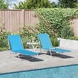 VIDAXL - vidaXL Chaises longues pliables lot de 2 Acier et tissu Bleu - vignette