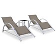 VIDAXL - vidaXL Chaises longues lot de 2 avec table Aluminium Taupe - vignette