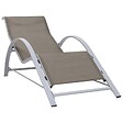 VIDAXL - vidaXL Chaises longues lot de 2 avec table Aluminium Taupe - vignette