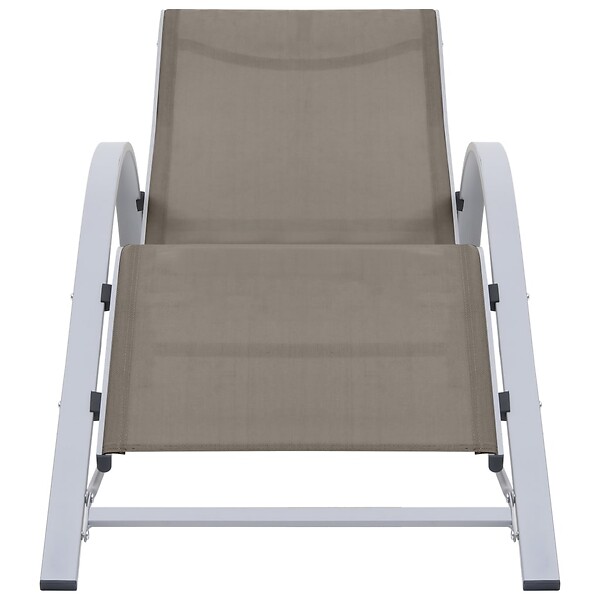 VIDAXL - vidaXL Chaises longues lot de 2 avec table Aluminium Taupe - large