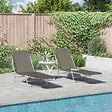 VIDAXL - vidaXL Chaises longues pliables lot de 2 Acier et tissu Gris - vignette