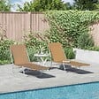 VIDAXL - vidaXL Chaises longues pliables lot de 2 Acier et tissu Taupe - vignette