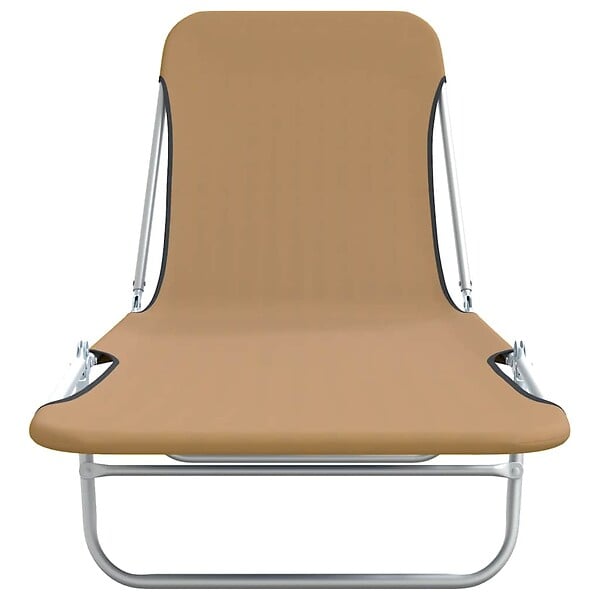 VIDAXL - vidaXL Chaises longues pliables lot de 2 Acier et tissu Taupe - large