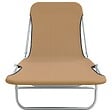 VIDAXL - vidaXL Chaises longues pliables lot de 2 Acier et tissu Taupe - vignette