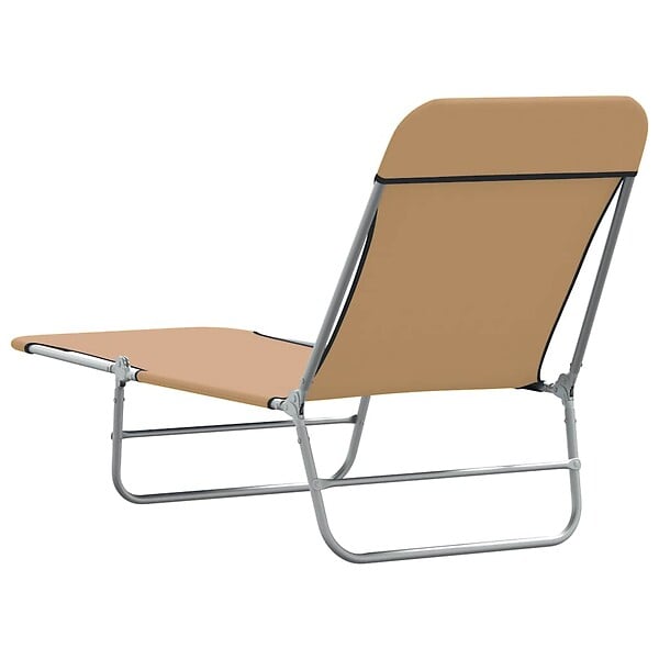 VIDAXL - vidaXL Chaises longues pliables lot de 2 Acier et tissu Taupe - large