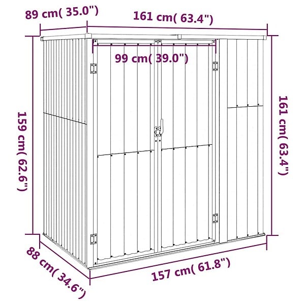 VIDAXL - vidaXL Abri à outils de jardin marron 161x89x161 cm acier galvanisé - large